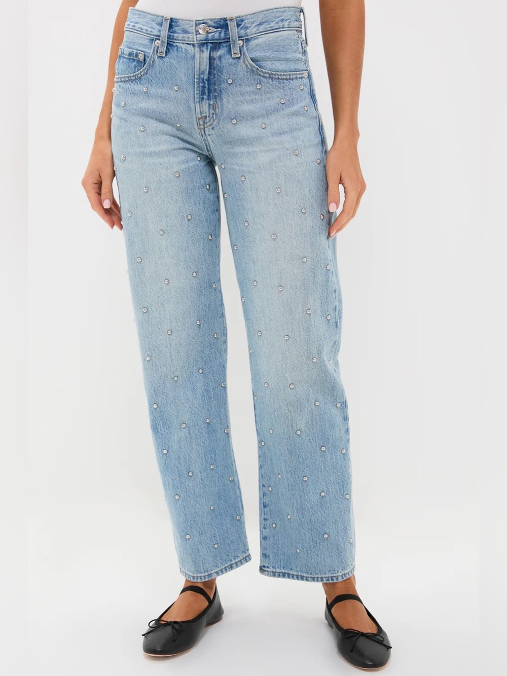 🆕 POLSTOLA Lexi Mid Rise Bowed
Straight Leg Jean-Aries NWT SZ 26